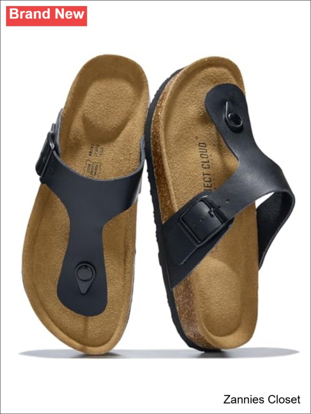 ✨ Project Cloud 100% Genuine Leather Flip Flops Women Thong Sandals Slides Cork